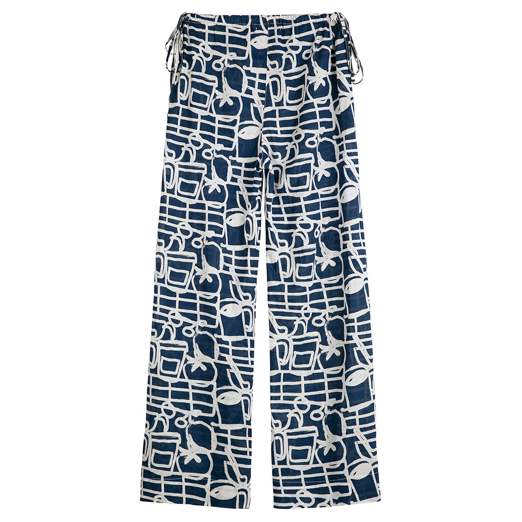 Bobo Choses Woman Wide Leg Pants Cookery Festival Print Navy Blue