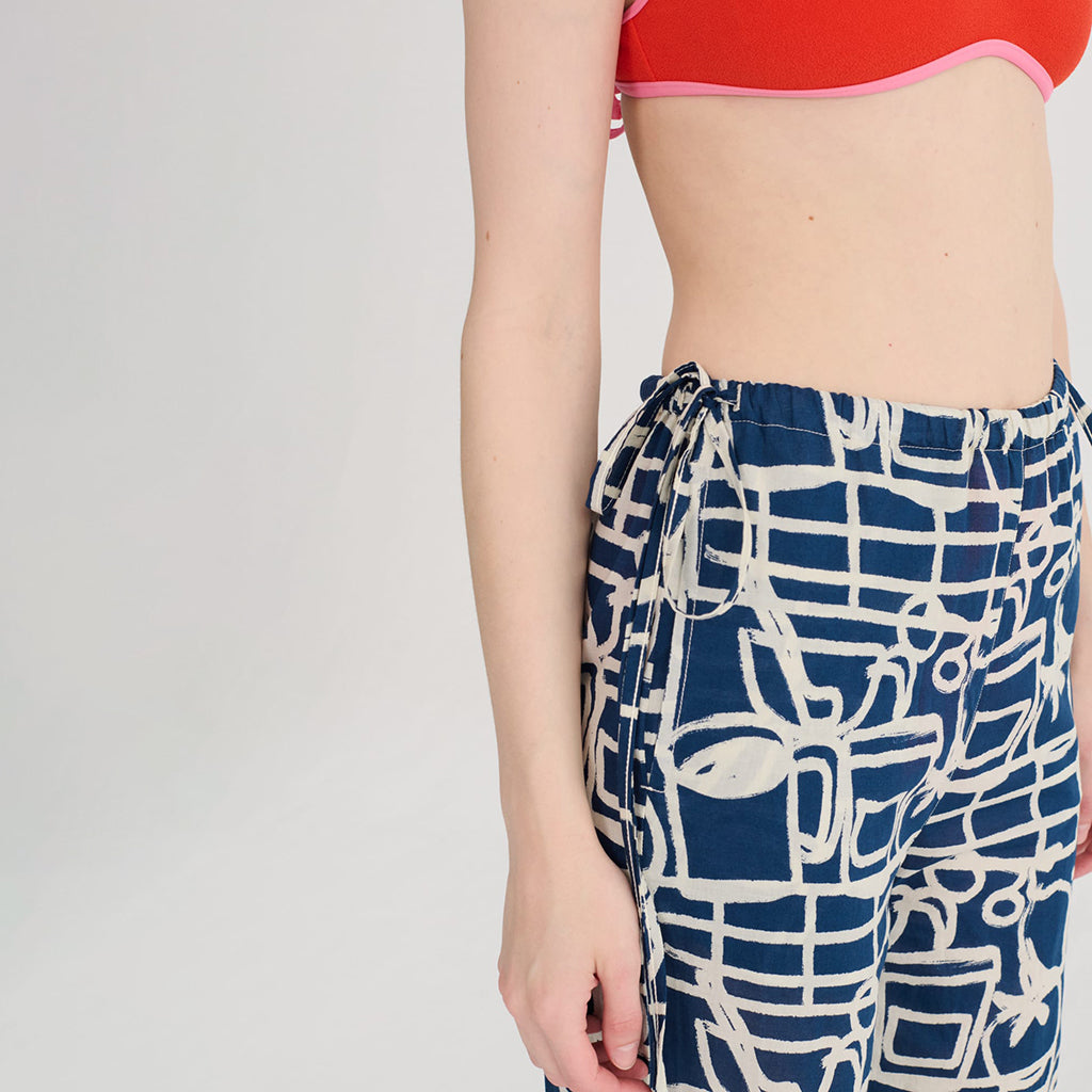 Bobo Choses Woman Wide Leg Pants Cookery Festival Print Navy Blue