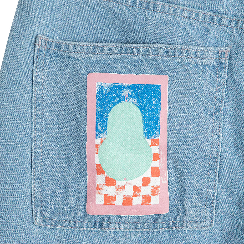 Bobo Choses Woman High Waist Pants Simple Pear Print Light Blue