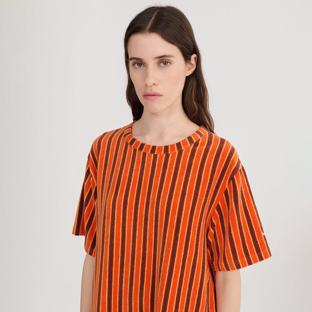 Bobo Choses Woman Terry Short Dress Orange Stripes