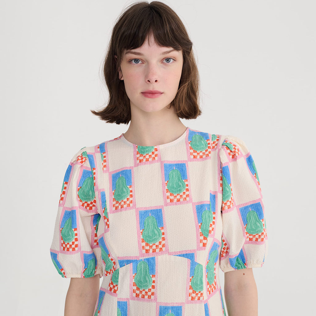 Bobo Choses Woman Dress Simple Pear Print White