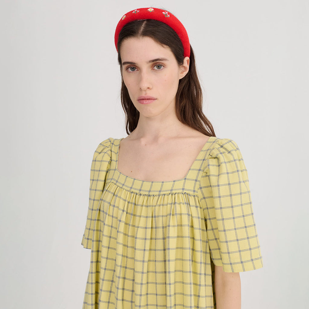 Bobo Choses Woman Dress Spicy Window Pane Print Yellow