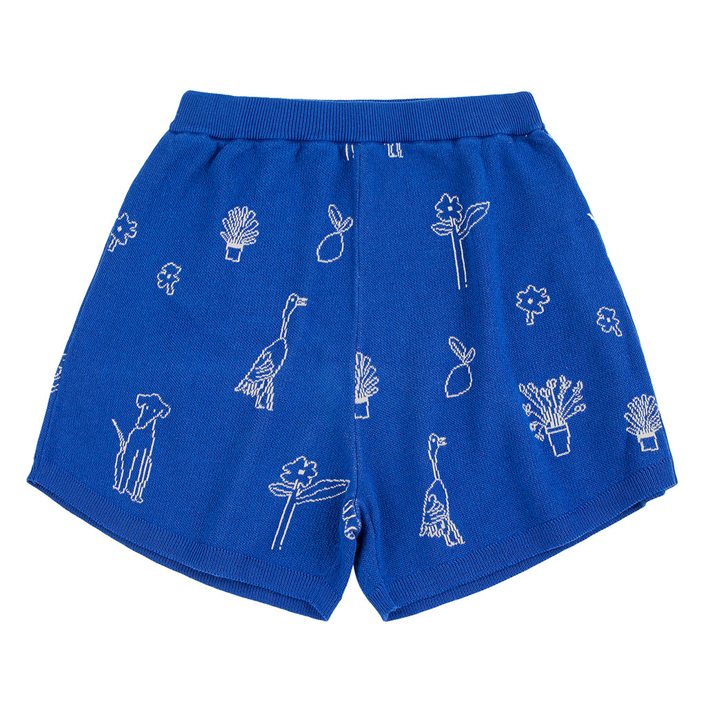 Bobo Choses Woman Knit Shorts Jacquard Summer Trip Pattern Blue