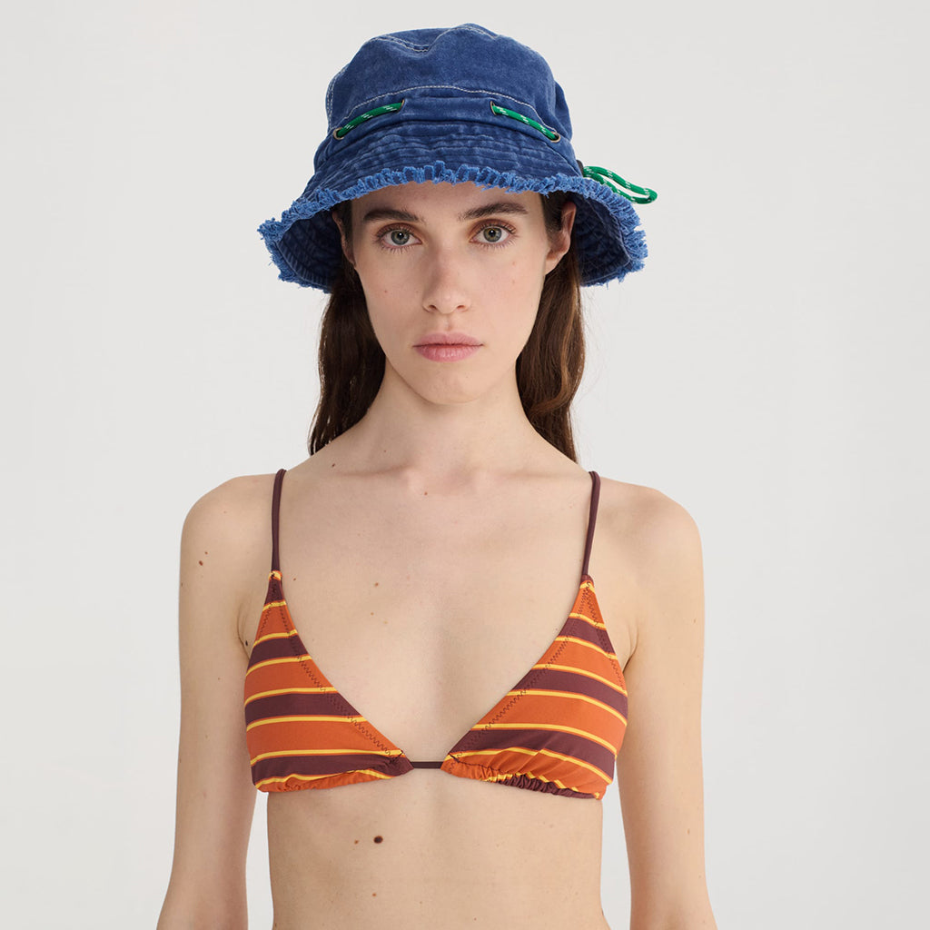 Bobo Choses Woman Triangle Swimsuit Top Orange Stripes
