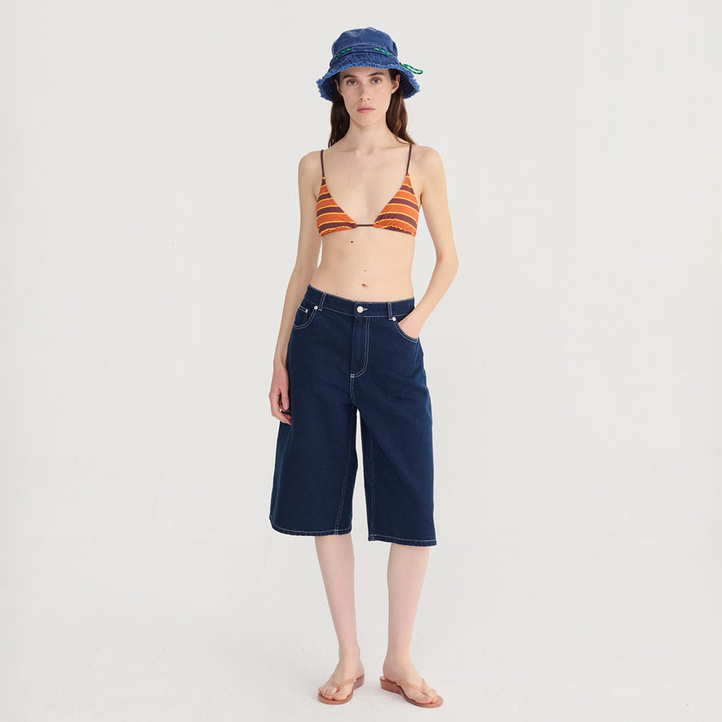 Bobo Choses Woman Triangle Swimsuit Top Orange Stripes