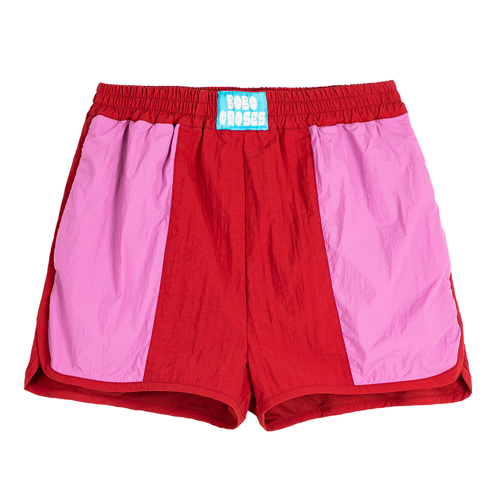 Bobo Choses Woman Sporty Shorts Burgundy Red Colour Block