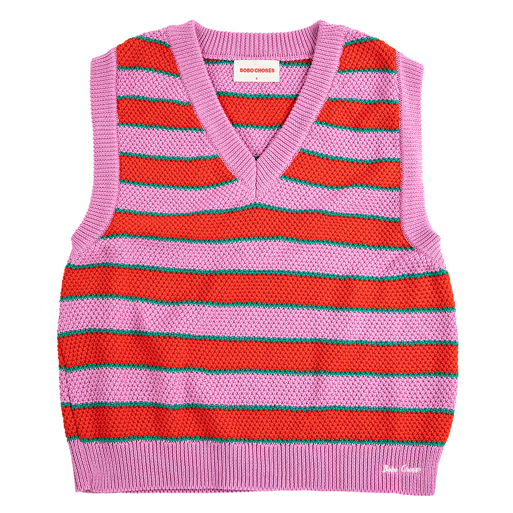 Bobo Choses Woman V-Neck Vest Multicolour Stripes