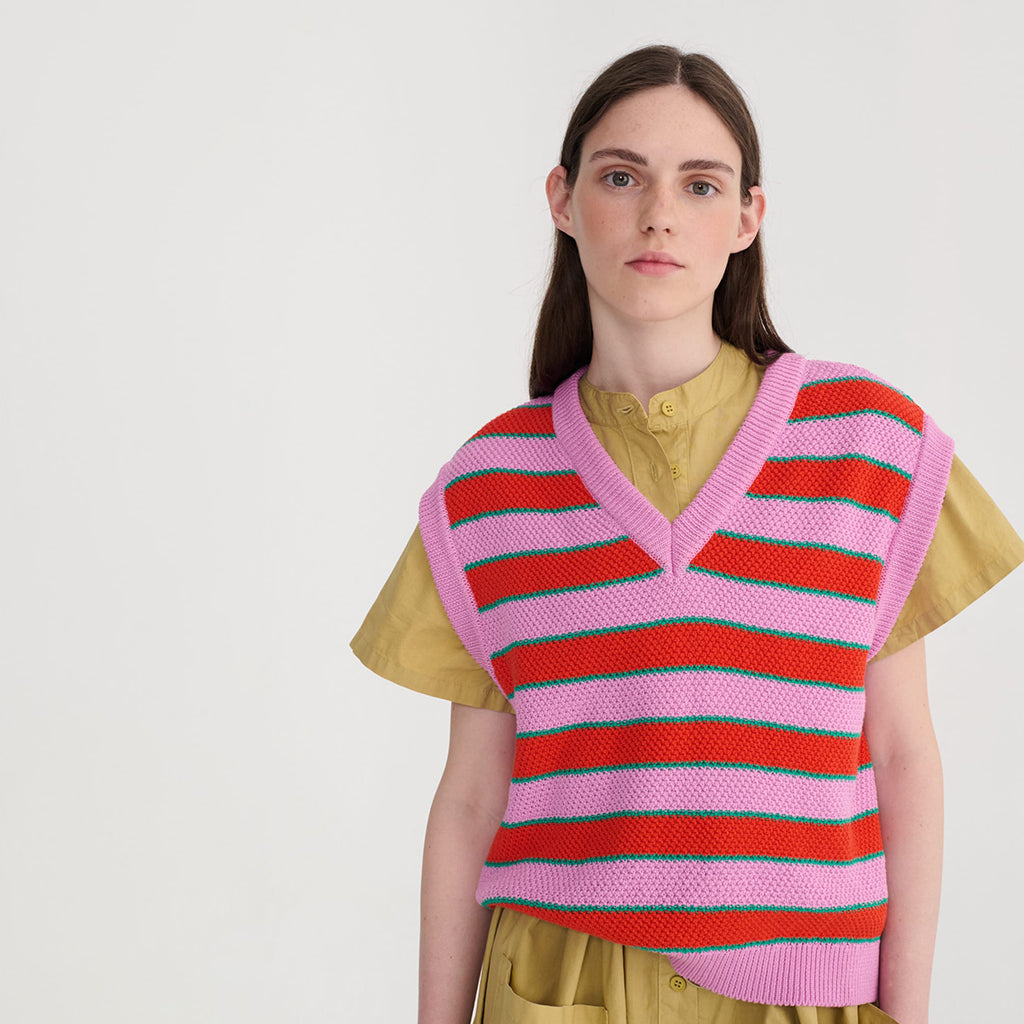 Bobo Choses Woman V-Neck Vest Multicolour Stripes