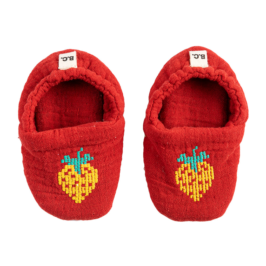 Bobo Choses Baby Slippers Strawberry Print Red