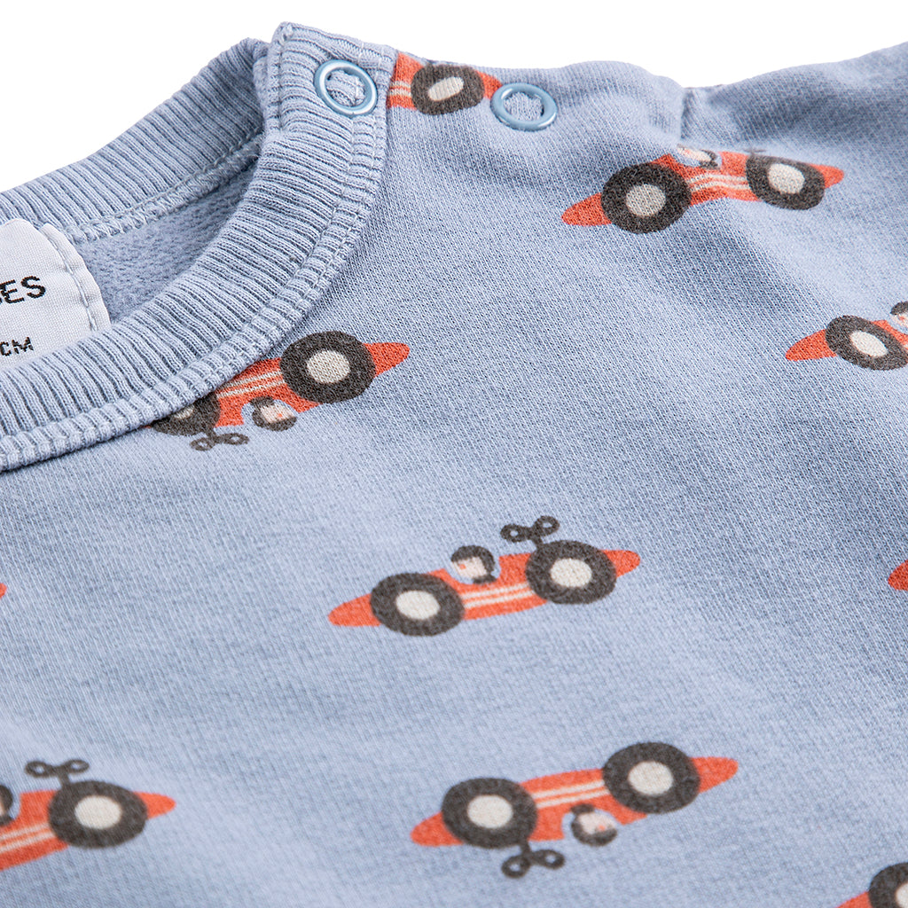 Bobo Choses Baby Race Car All Over Sweatshirt Light Blue