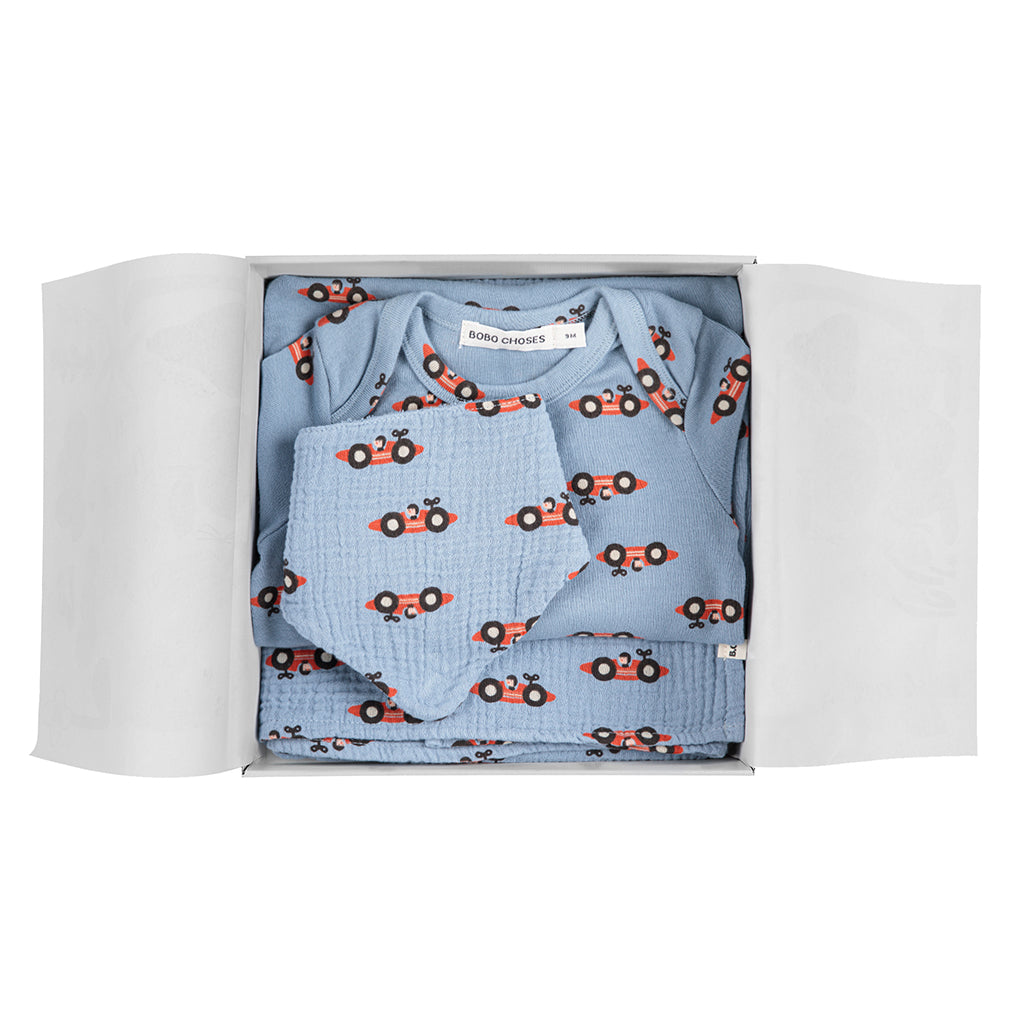 Bobo Choses Baby Race Car Gift Set Light Blue