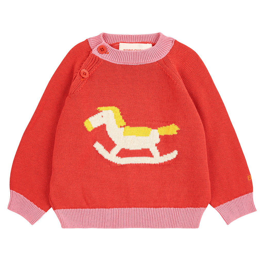 Bobo Choses Baby Rocking Horse Sweater Red