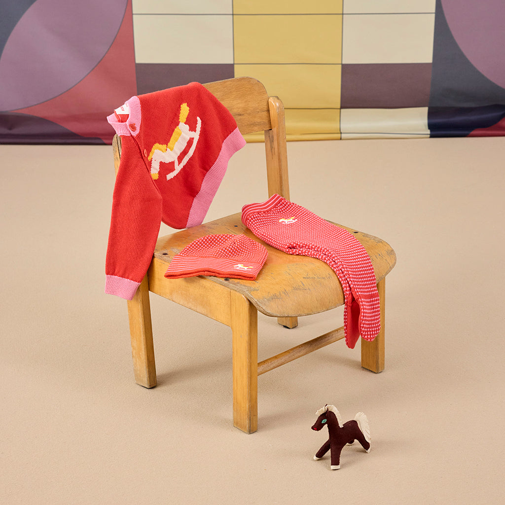 Bobo Choses Baby Rocking Horse Leggings With Feet Red