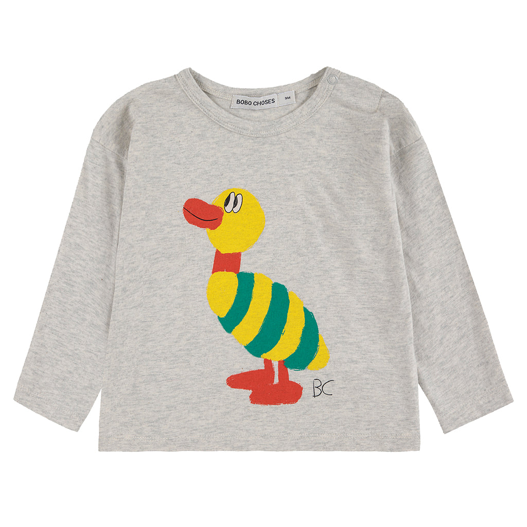 Bobo Choses Baby Striped Duck T-shirt Light Heather Grey