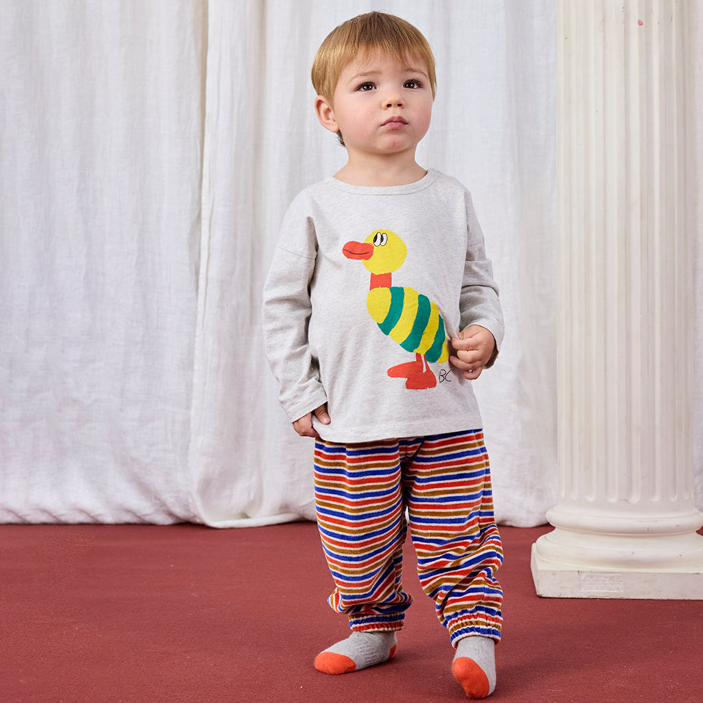 Bobo Choses Baby Striped Duck T-shirt Light Heather Grey