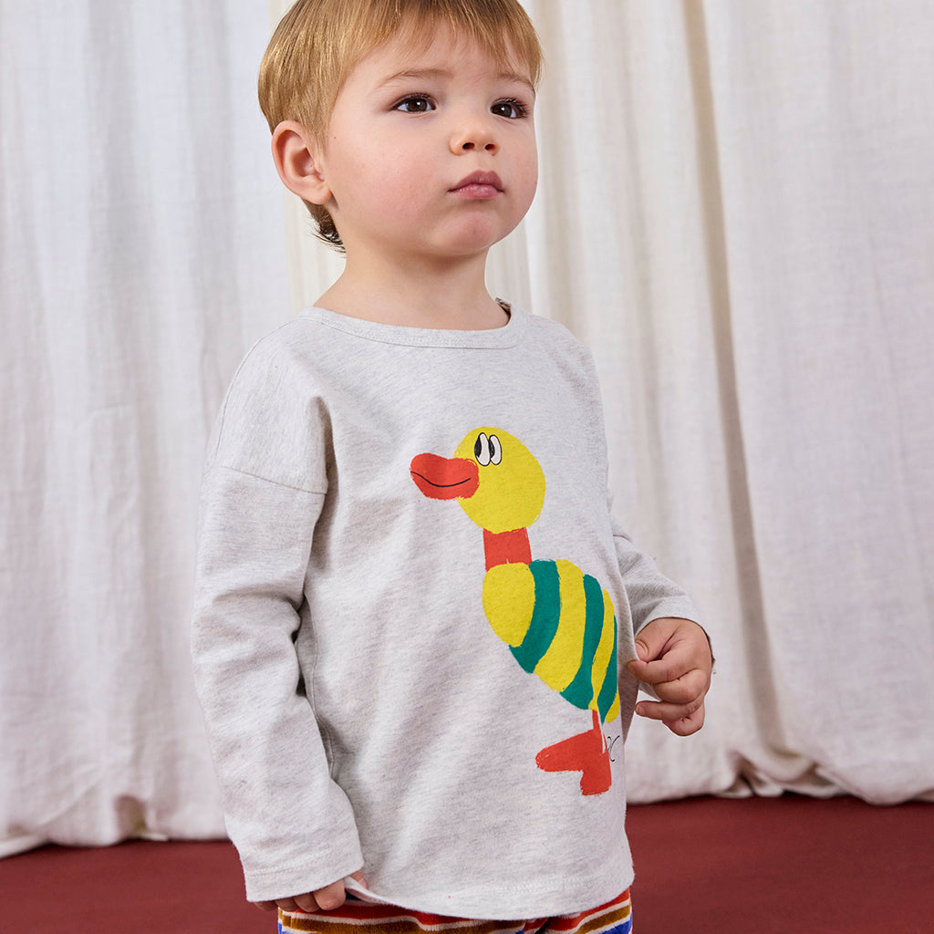 Bobo Choses Baby Striped Duck T-shirt Light Heather Grey