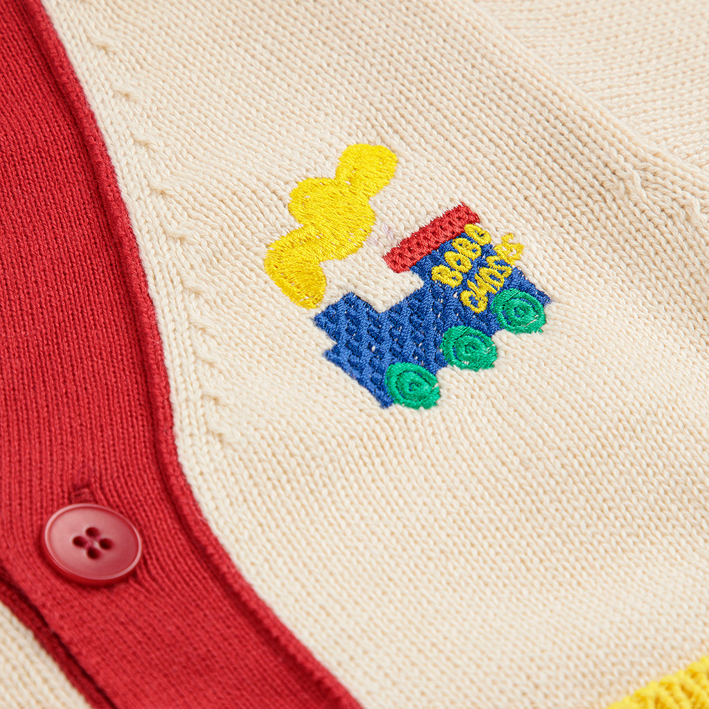 Bobo Choses Baby Choo Choo Colour Block Cardigan Cream