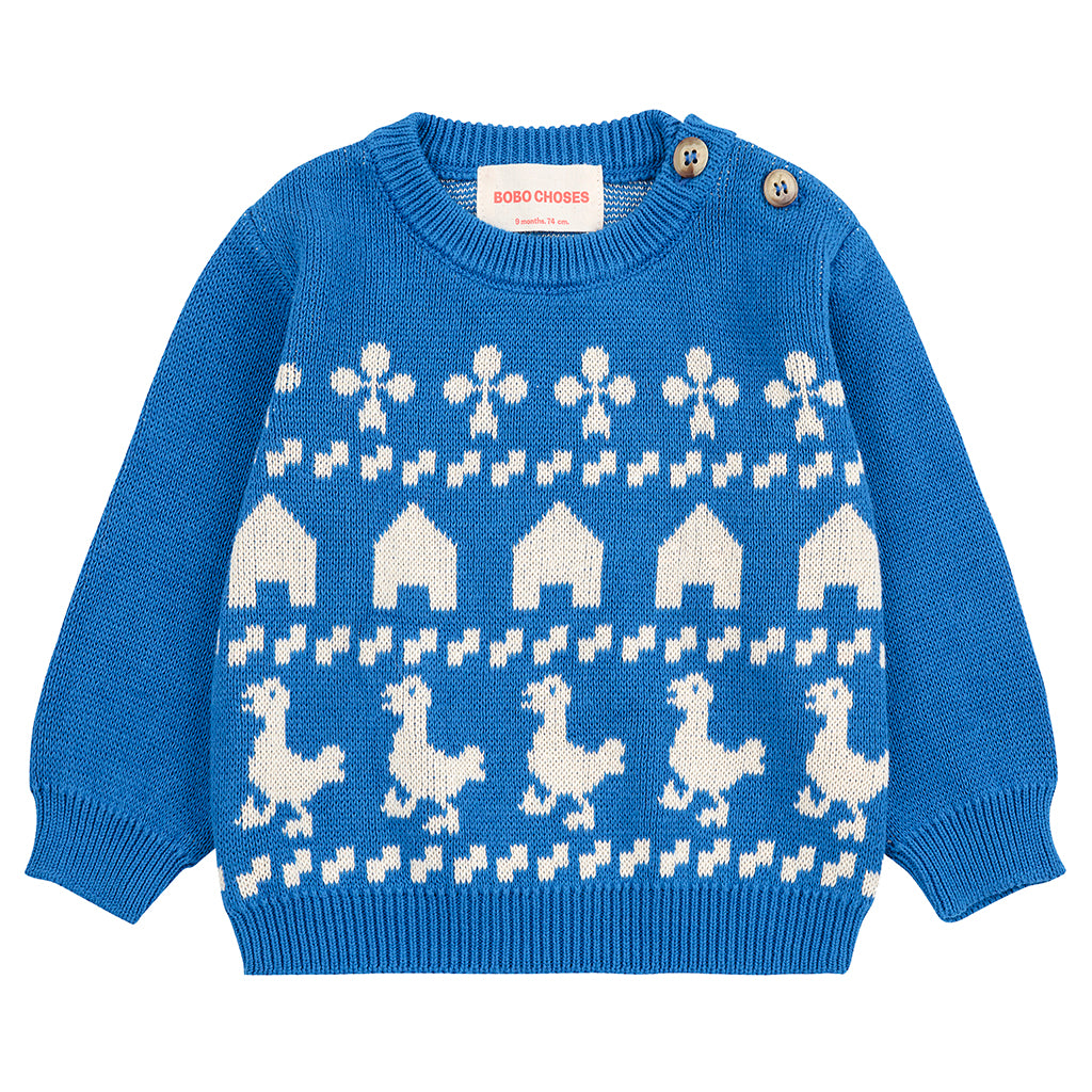 Bobo Choses Baby Farm Jaquard Sweater Blue
