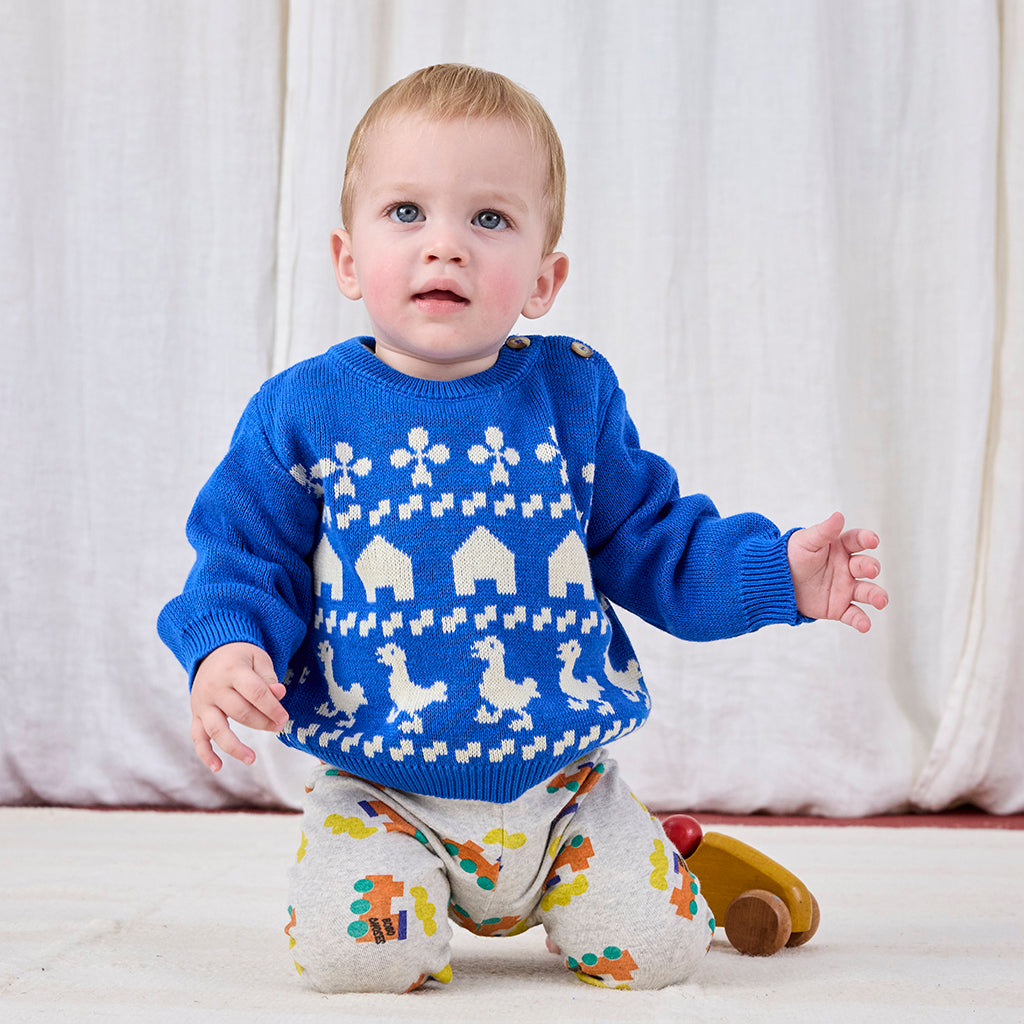 Bobo Choses Baby Farm Jaquard Sweater Blue