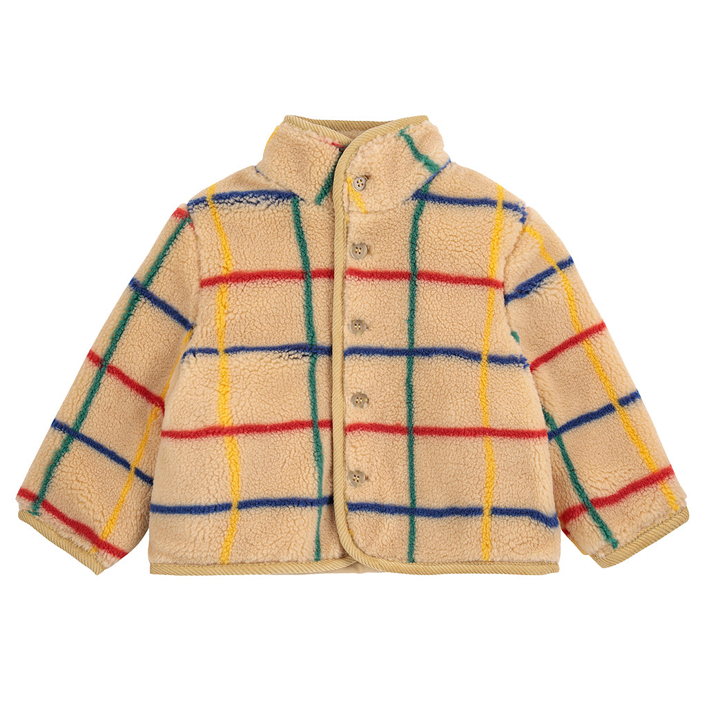 Bobo Choses Baby Coloured Stripe Teddy Jacket Beige