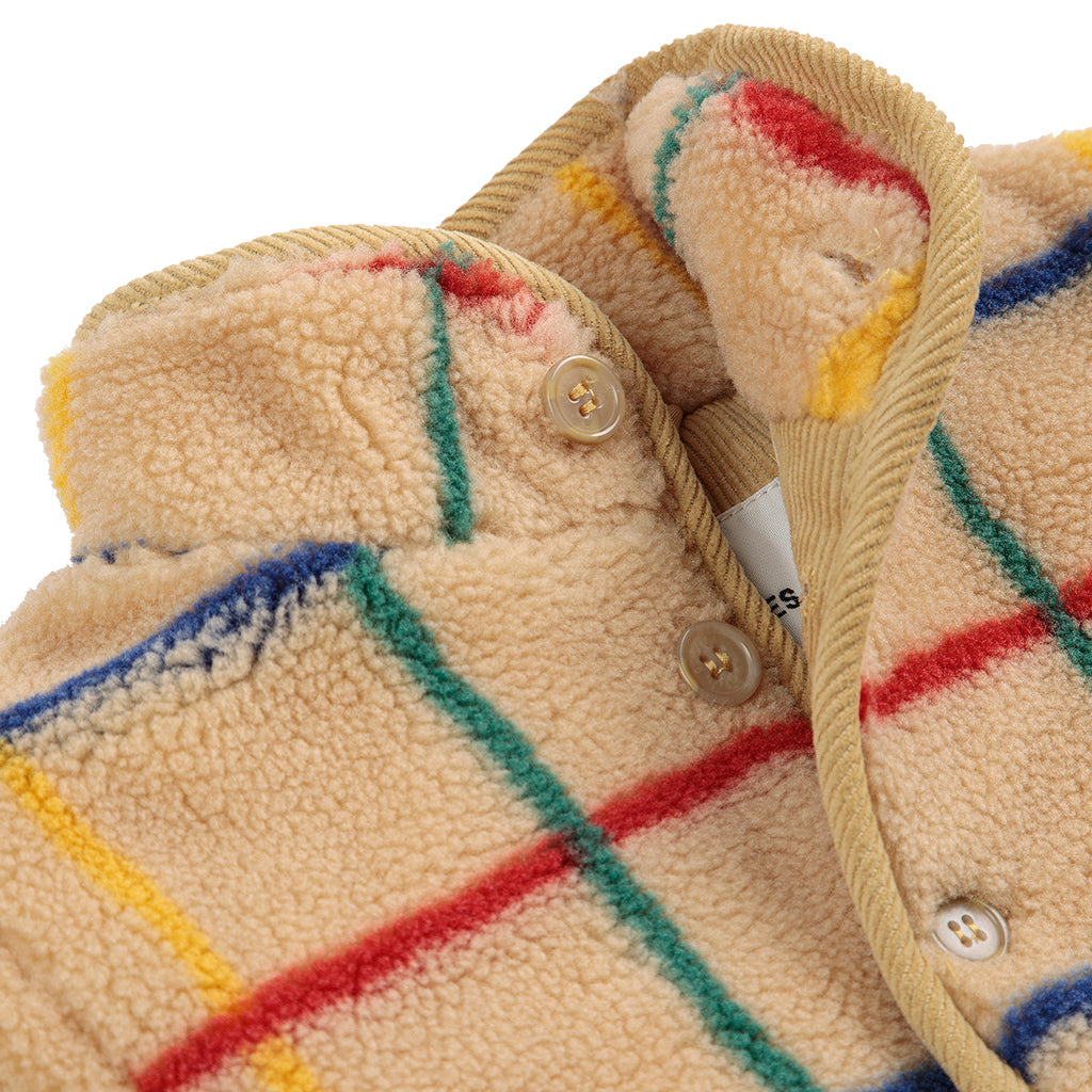 Bobo Choses Baby Coloured Stripe Teddy Jacket Beige