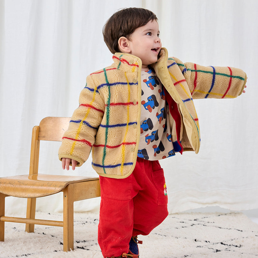 Bobo Choses Baby Coloured Stripe Teddy Jacket Beige