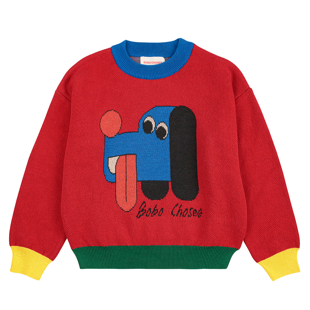 Bobo Choses Child Doggy Mate Jacquard Sweater Red