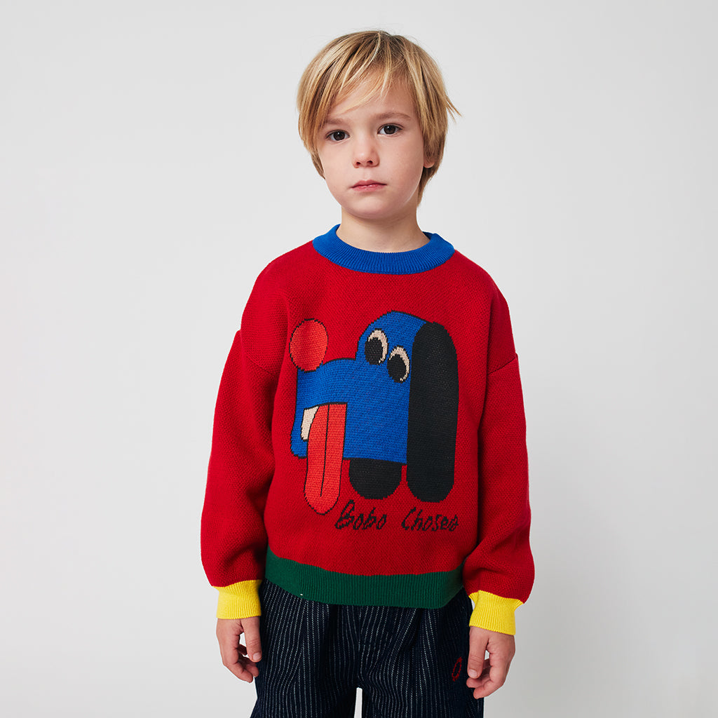 Bobo Choses Child Doggy Mate Jacquard Sweater Red