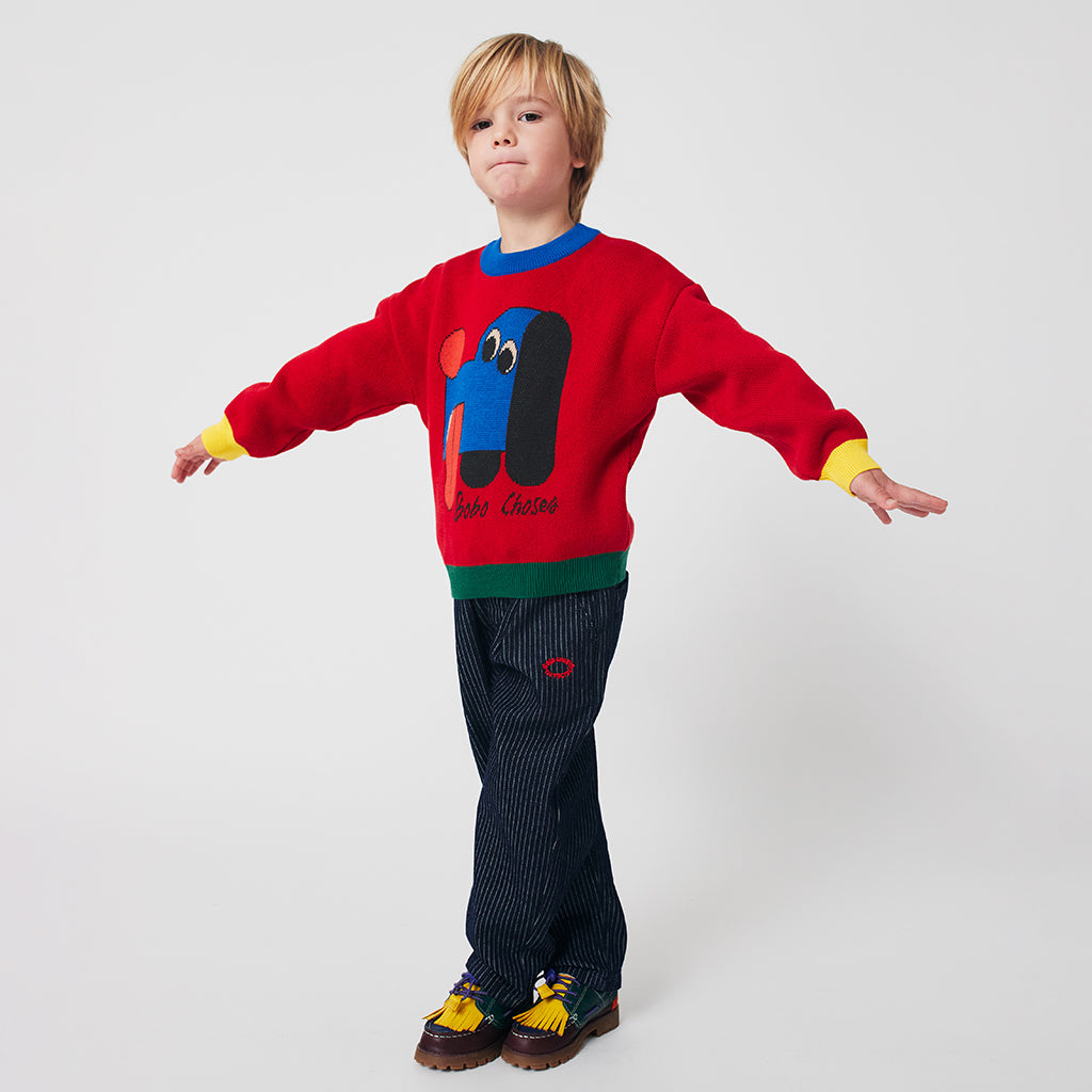 Bobo Choses Child Doggy Mate Jacquard Sweater Red
