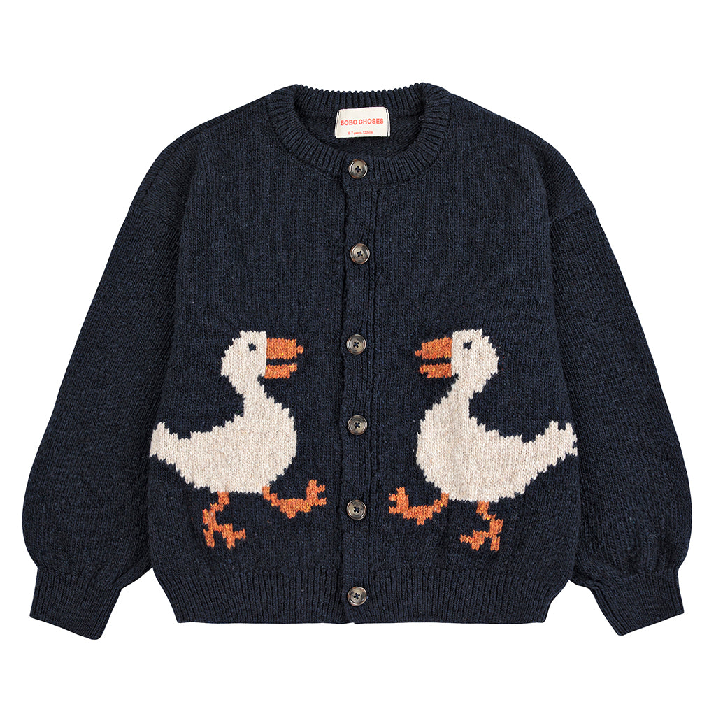 Bobo Choses Child La Oca Jaquard Cardigan Navy Blue