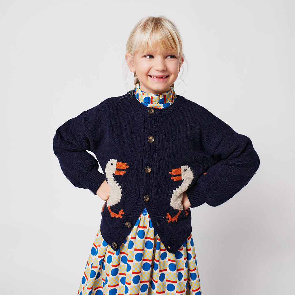 Bobo Choses Child La Oca Jaquard Cardigan Navy Blue