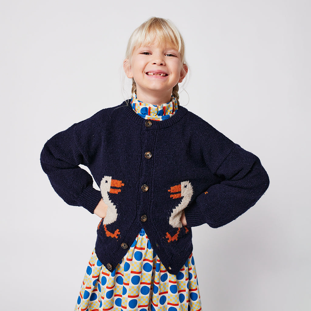 Bobo Choses Child La Oca Jaquard Cardigan Navy Blue