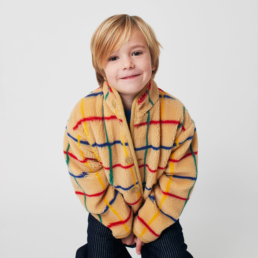 Bobo Choses Child Coloured Stripe Teddy Jacket Beige