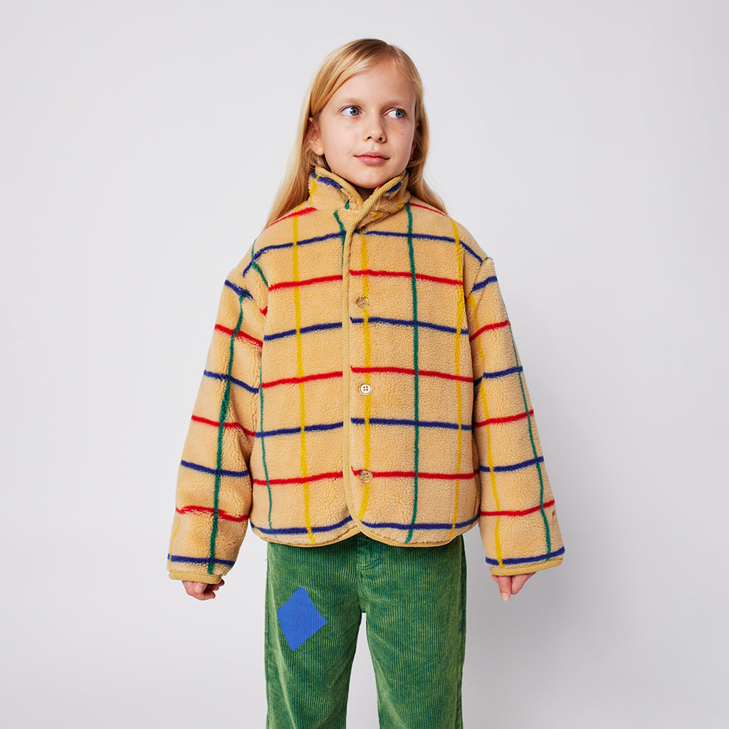 Bobo Choses Child Coloured Stripe Teddy Jacket Beige