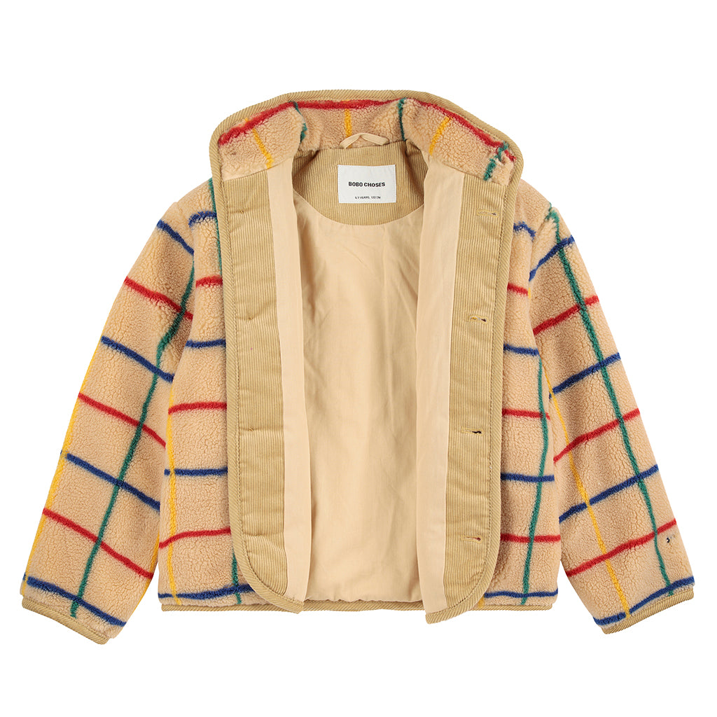 Bobo Choses Child Coloured Stripe Teddy Jacket Beige