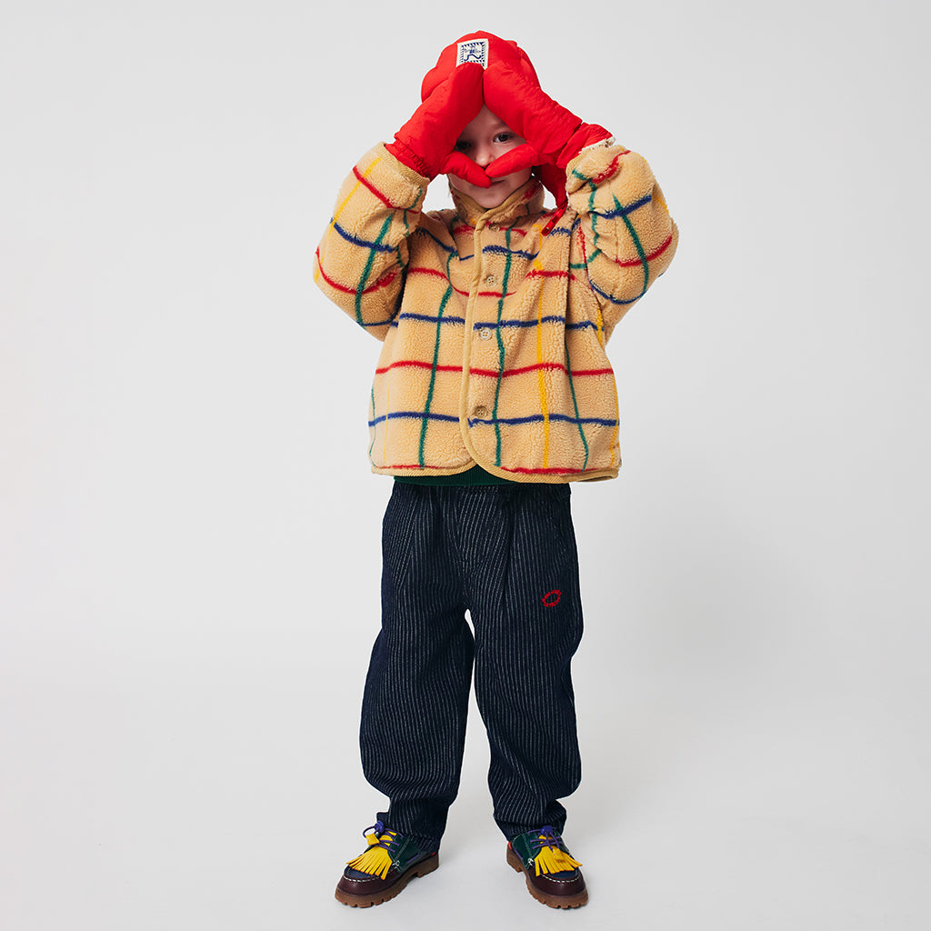 Bobo Choses Child Coloured Stripe Teddy Jacket Beige