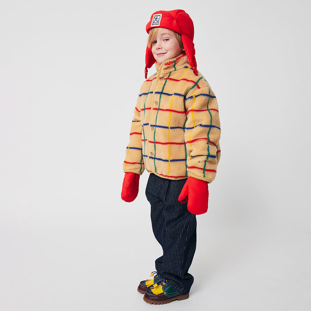 Bobo Choses Child Coloured Stripe Teddy Jacket Beige