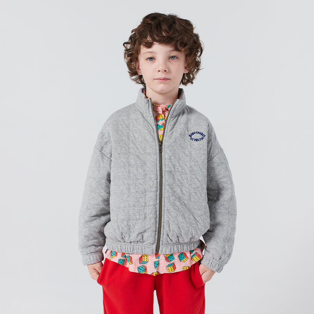 Bobo Choses Child Tic Tac Toe Quilted Sweatshirt Heather Grey