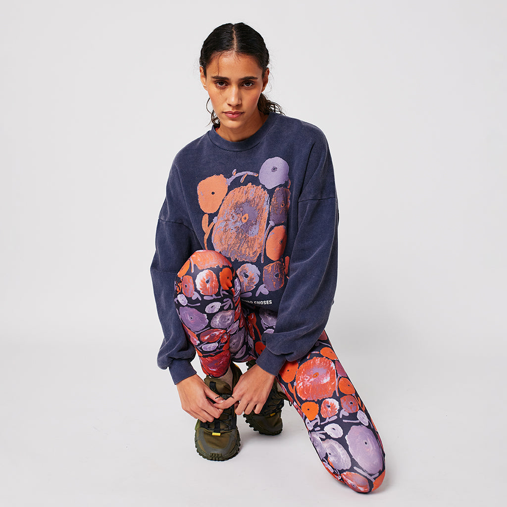 Bobo Choses Woman Relaxed Sweatshirt Navy Blue Dahlia Print