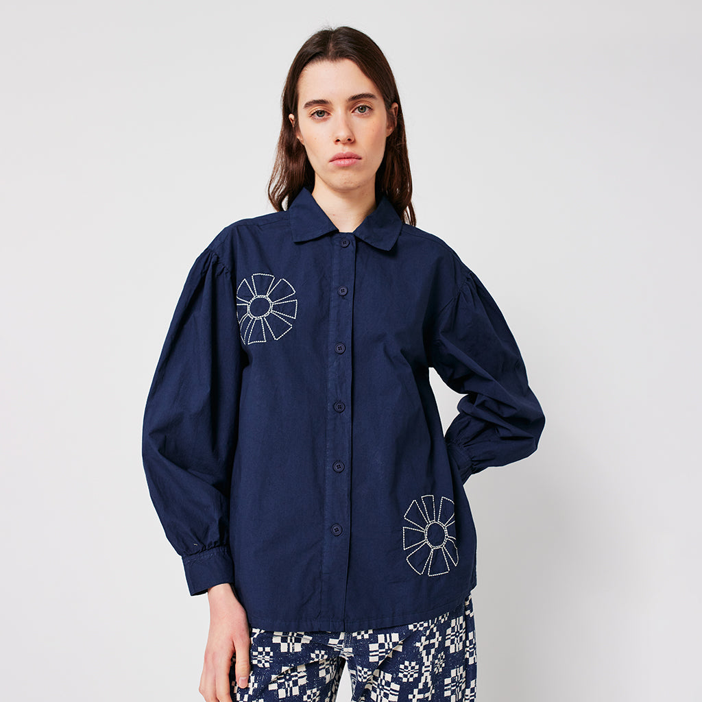 Bobo Choses Woman Shirt Kaleidoscope Embroidery Navy Blue