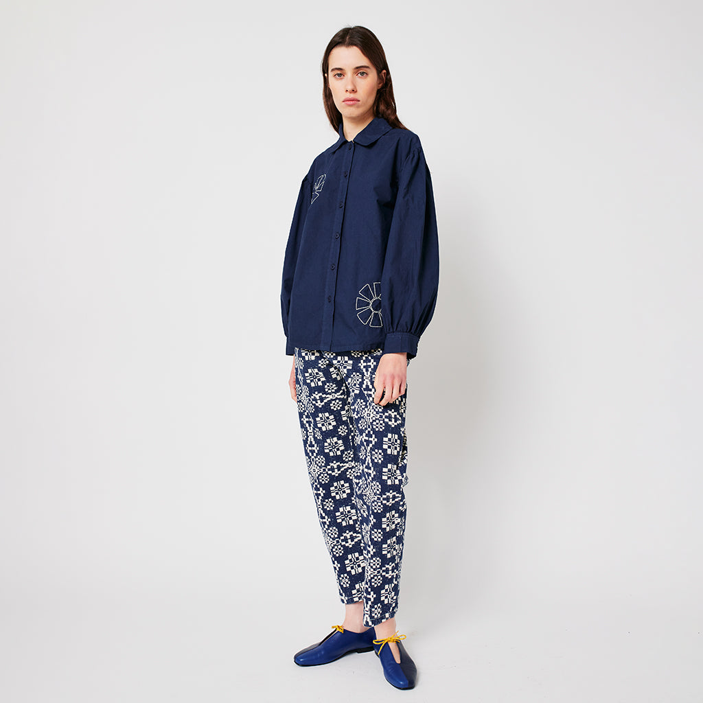 Bobo Choses Woman Shirt Kaleidoscope Embroidery Navy Blue