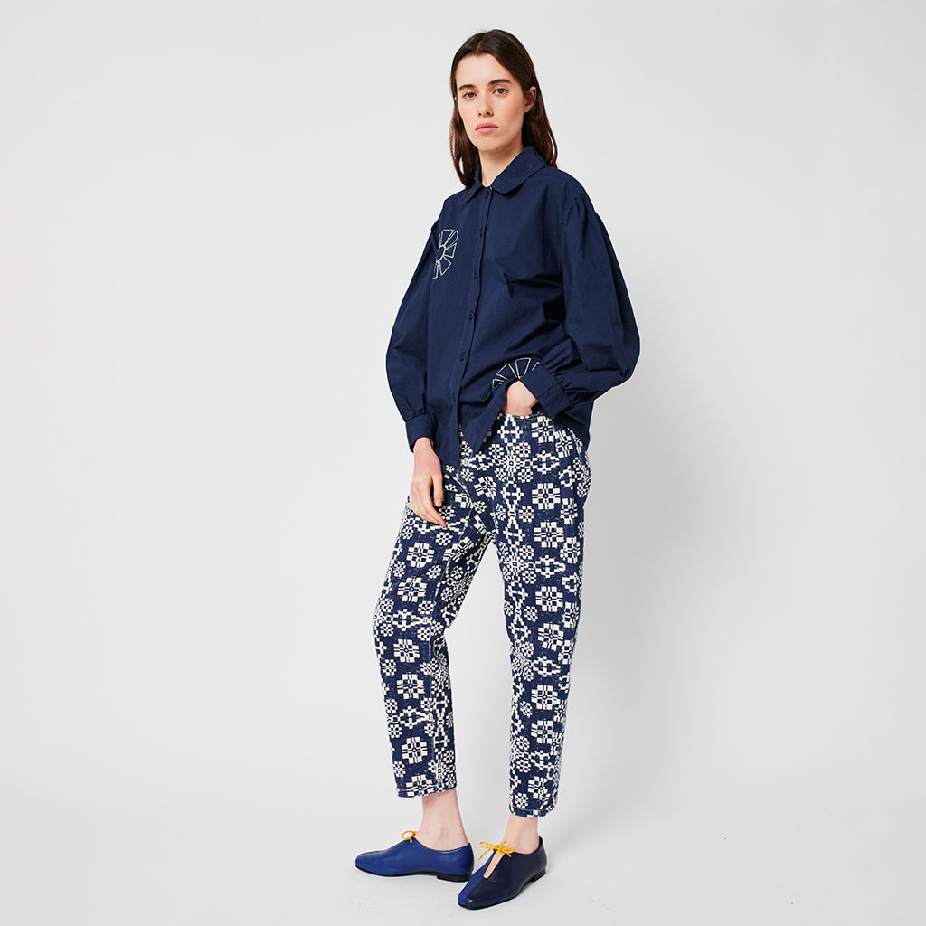 Bobo Choses Woman Shirt Kaleidoscope Embroidery Navy Blue