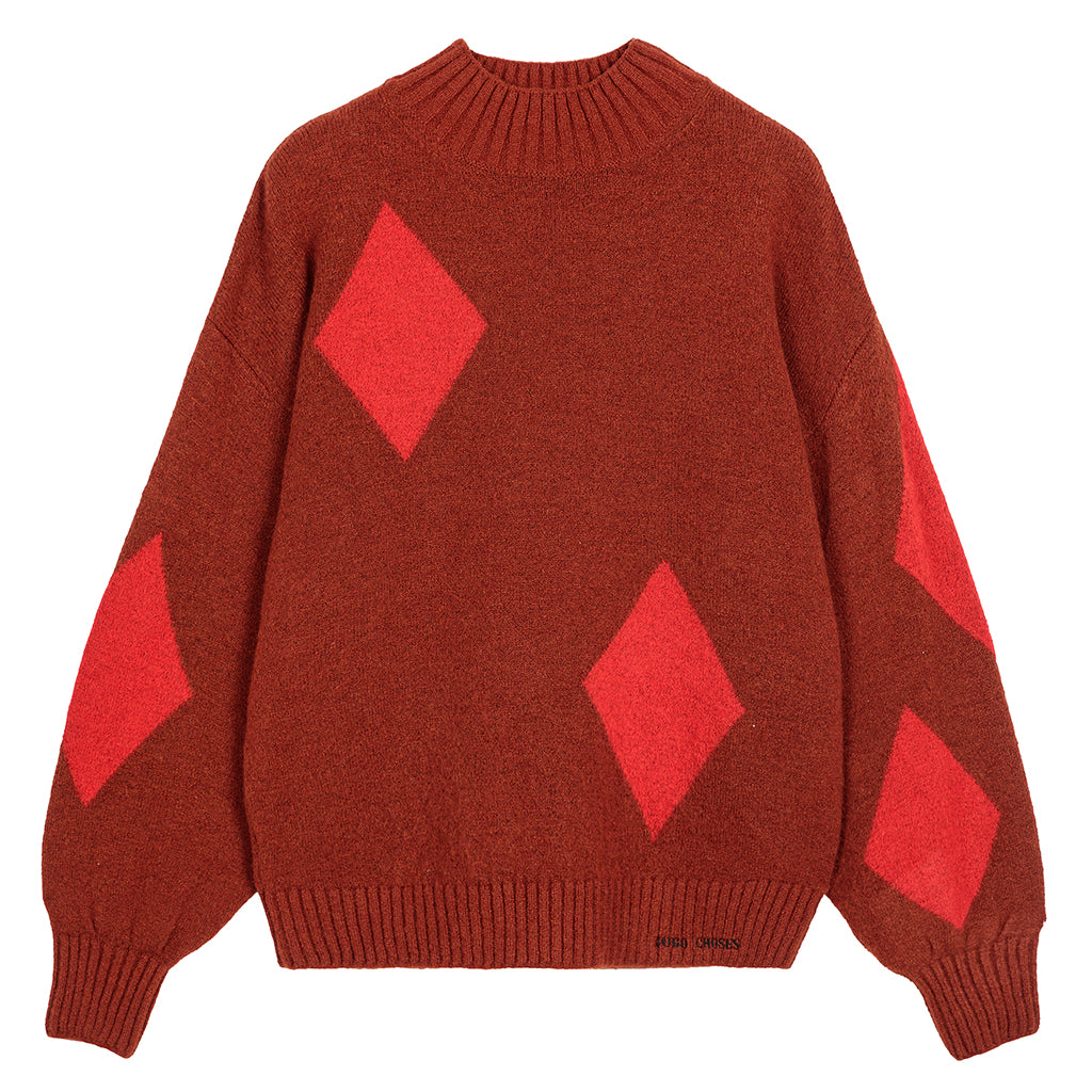 Bobo Choses Woman Turtleneck Sweater Red Diamond Card Pattern