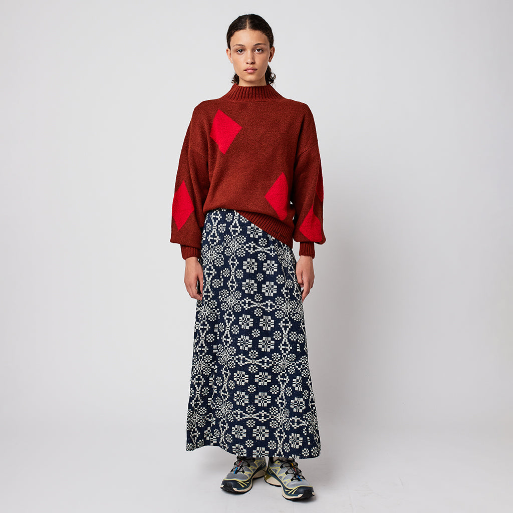 Bobo Choses Woman Turtleneck Sweater Red Diamond Card Pattern