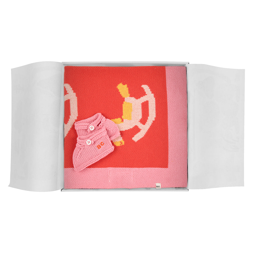 Bobo Choses Baby Rocking Horse Blanket And Booties Set Pink