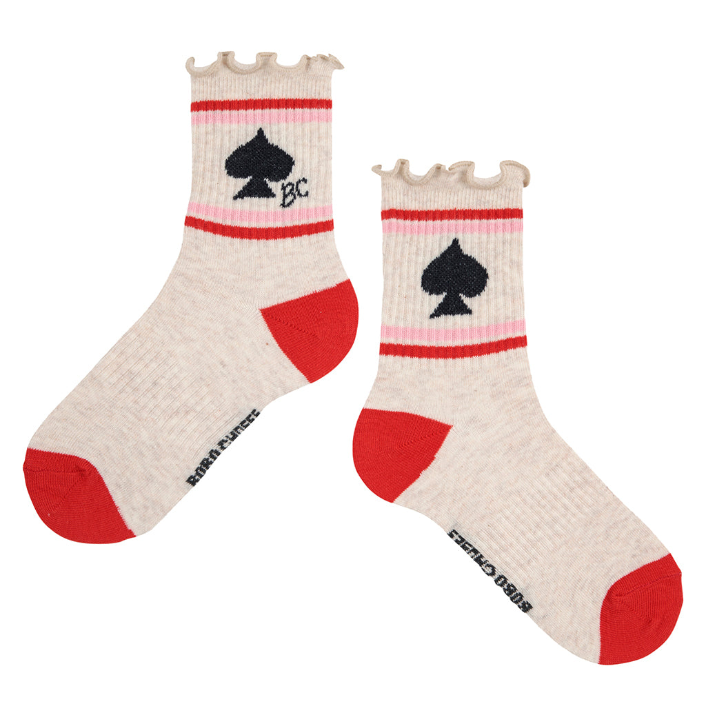 Bobo Choses Child Spades Short Socks Cream
