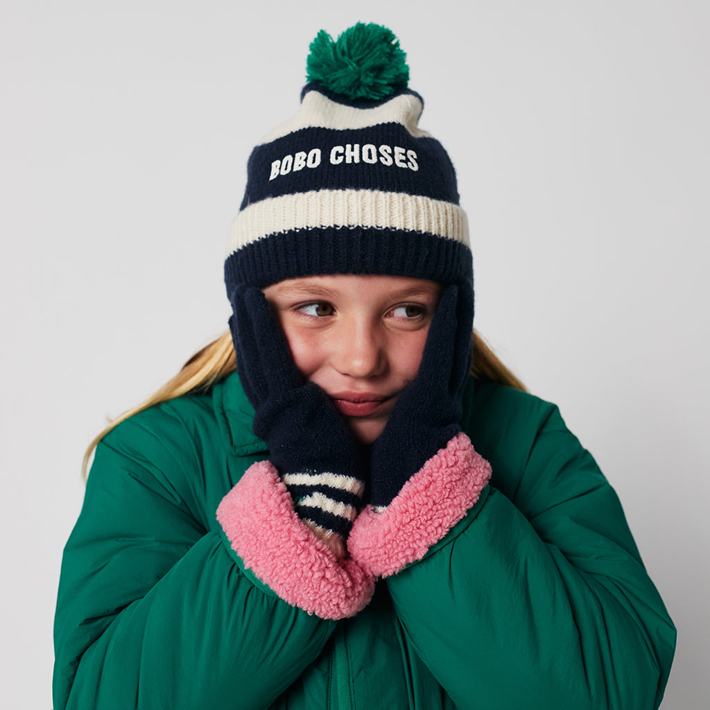 Bobo Choses Child Striped Beanie Midnight Blue