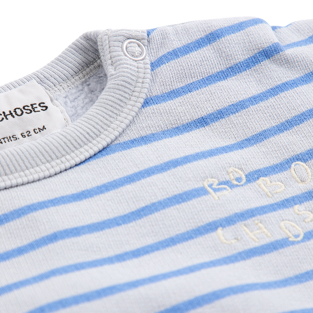 Bobo Choses Baby Sweatshirt Light Heather Grey With Blue Stripes