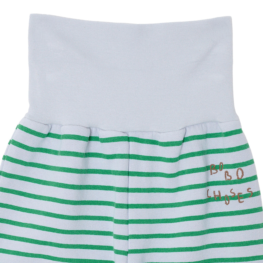 Bobo Choses Baby Sweatpants Light Heather Grey With Green Stripes