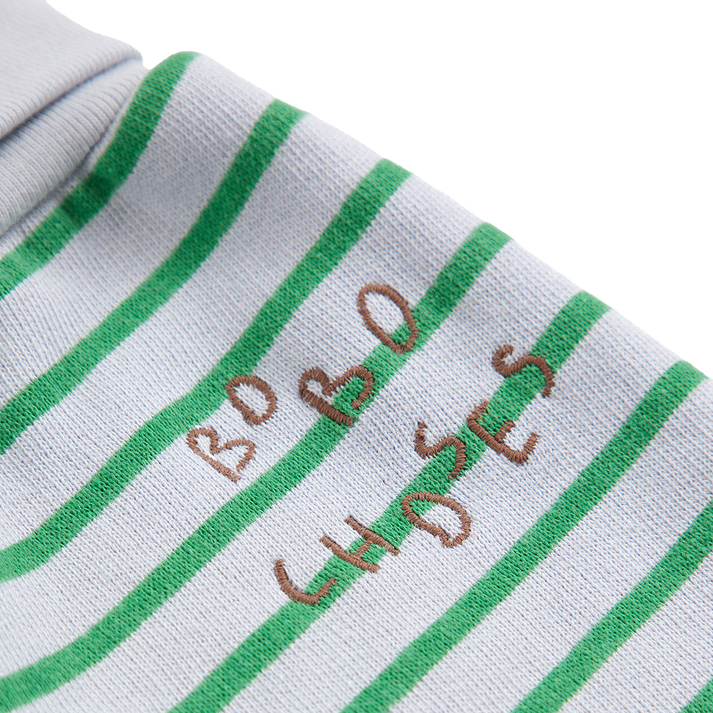 Bobo Choses Baby Sweatpants Light Heather Grey With Green Stripes